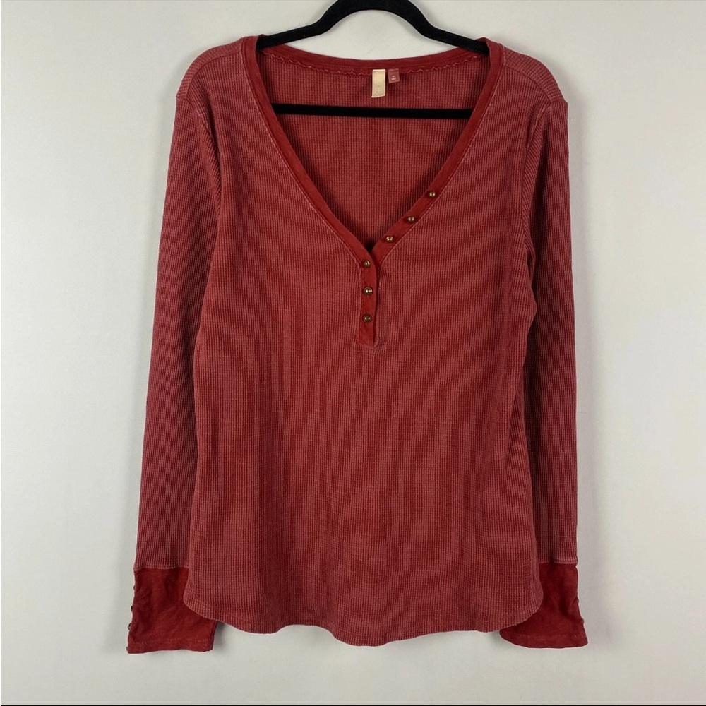 Anthropologie Pilcro v neck waffle henley sz L